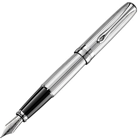 Diplomat D40207028 Excellence A2 Guilloche Füllfederhalter mit breiter Stahlspitze, chrom