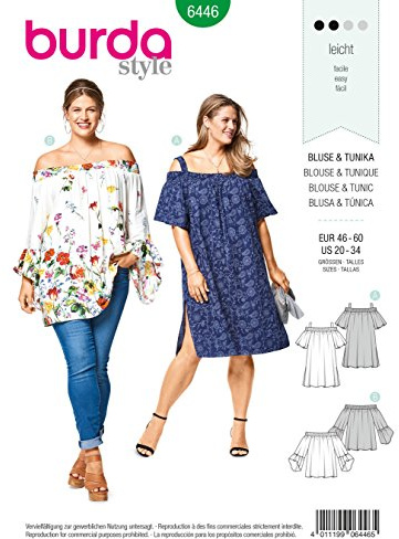 Burda Patron 6446 Bluse und Tunika, weiß, 46 bis 60