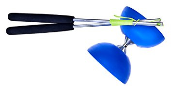 EUREKA 515703 Acrobat 105 Gummi-Diabolo mit Aluminium-Handstäben, blau