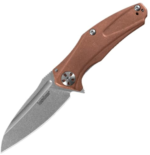 Kershaw, Taschenmesser, Natrix Copper Sub Framelock, Klinge: 7 cm, Klappmesser, D2 Wekzeugstahl, Extended Tang, Taschenclip, Stonewashed
