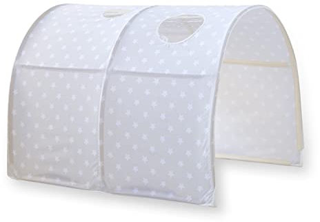 Décoshop26 Tunnel für Kinderbett, Etagenzelt, Zubehör, Grau, mit Stern, 90 x 70 x 100 cm, APE06048