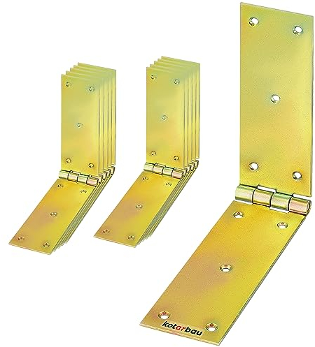 KOTARBAU® 10 x Bisagras de acero inoxidable para muebles, 300 x 50 mm, Bisagra apaisada de construcción, Nudo enrollado, Conector, Bisagra de doble hoja, Bisagra libro multiuso, Galvanizada