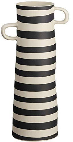 ASA Vase, gestreift RAYU D. 10 cm, H. 28 cm, Handarbeit 84004130 ! Vorteilsset beinhaltet 2 x den genannten Artikel und Set mit 4 EKM Living Edelstahl Strohhalme