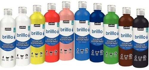 Peinture Gouache enfant Brillo Pebeo - 500 ml - 10 pcs