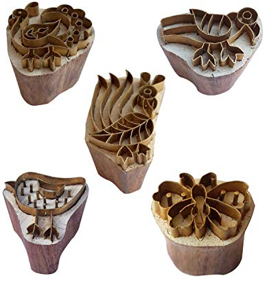 Royal Kraft Vogel Messing Holz druck stempel (Set von 5) - DIY Stoff, Ton, Keramik blöcke BHtag0062