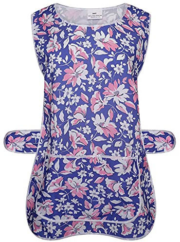 Ladies Womens Tabard Floral Home Work Tabards Overall Kitchen Cleaning Apron One Big Pocket