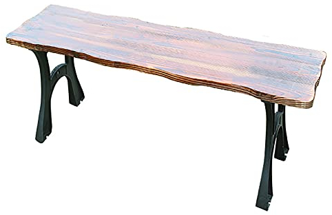 Yclty Outdoor-Kiefer und Rustikale Metallbank Picknickmöbel Bänke Gartenbank für Hinterhof, Garten, Rasen, Veranda - Holzplattenbank mit Natürlicher Kante - Ohne Rückenlehne/mit Rückenlehne