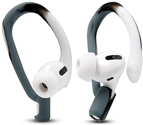 WC HookZ – Patentierte, verbesserte Over-Ear-Bügel für AirPods Pro 1, 2 und AirPods 1, 2 und 3 – Zwei Größenpaare im Paket enthalten, hergestellt von Wicked Cushions | Mixed Marble
