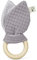 GRÜNSPECHT Greifring mit Stoffohren, Holzring mit waschbaren Stoffohren aus 100% Baumwolle, für Greifsinn & Tastsinn, Geschenk Spielzeug Baby, grau (571-V1)