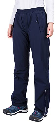 33,000ft Women's Waterproof Trousers Lightweight Rain Overtrousers Ladies Mesh Lined Windproof Rain Pants for Outdoor Fishing Hiking Rainwear Short Leg Navy Blue 18