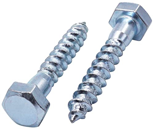 SKIR'CO (50 Stück) DIN 571 verzinkter Stahl Sechskantkopf Holzschrauben M10 x 60 mm, Schrauben, Sechskantschraube, Schlüsselschrauben