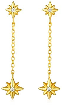 Bishilin Ohrhänger Silber 925, Ohrringe Hängend Stern mit Zirkonia Ohrringe Jugendstil Modeschmuck