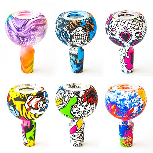 14mm Male Silicone Bowl for Glass Bongs,Smoking Water Bong Bowl(2PCS),Color Random