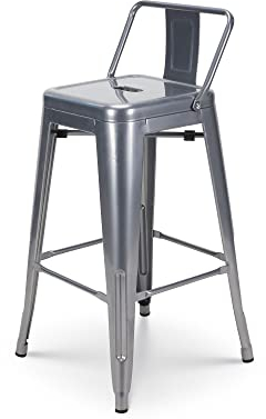 Kosmi Barhocker aus Metall, blanko, Farbe Silber, mit Rückenlehne Sitzhöhe 66 cm (1)