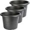 Garronda Pot de Fleurs Plastique Pot Rond pour Fleurs et Plantes GD-0022 (3 Pièces Graphite, ⌀ 20cm H 14cm)