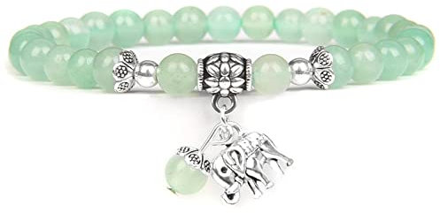 Bracelets Women Natural Rose Quartzs Beads Bangle for Men Pendant Bracelet Women Jewelry,6mm Green Aventurine,21cm