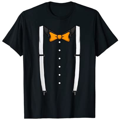 Orange Fliege Hosenträger Kummerbund Smoking Fliege T-Shirt