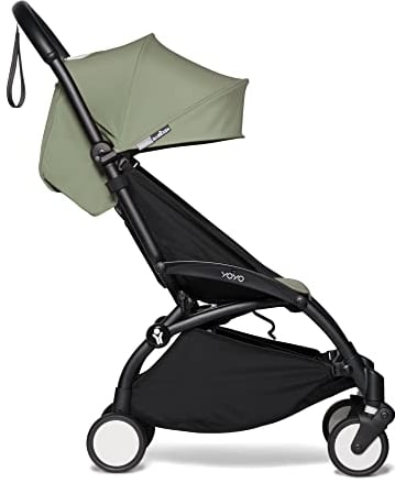 BABYZEN YOYO2 Kinderwagen (Kinderwagengestell Black und 6+ Textile Set Olive) - Inklusive Gurt, Rückenlehne, Verdeckbügel, Schultergurt, Aufbewahrungstasche, Sitzpolster und farbgleichem Verdeck