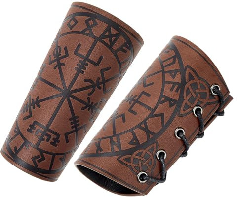 Durio Wikinger Vintage Kunstleder Armschienen Mittelalterliche Gürtel Leder Schnalle Kostüm Ritterstulpen Halloween Kostüm Zeiger-Muster