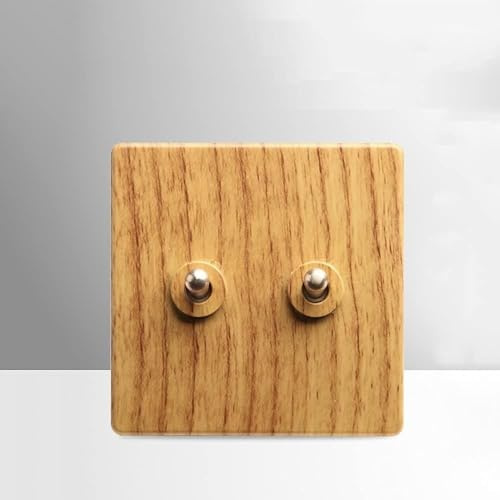Interruptor de luz,Interruptor antiguo, Palanca de latón de 1-4 bandas, interruptor de palanca de Panel de interruptor de luz de pared de Control de Color de madera Vintage doble único, tipo 86 ( Colo