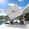 PURPLE LEAF 3 X 3 M Garden Cantilever Swivel Parasol, Large Square Patio Umbrella with Crank Handle and Tilt for Balcony and Outdoor, White