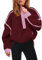 Panadila Damen-Pullover mit halbem Reißverschluss, Sherpa-Fleece, weich, übergroß, Sweatshirt mit Taschen, warm, flauschiger Pullover, Burgunder, S