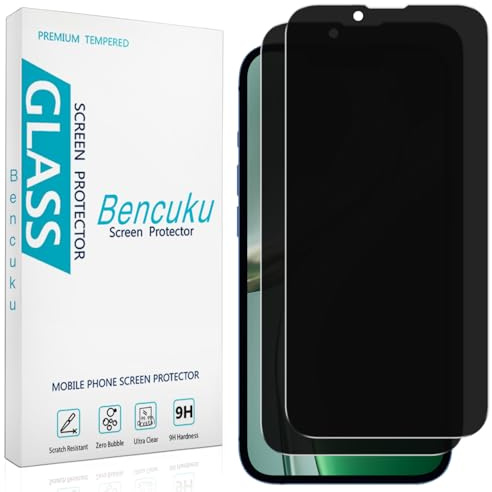 Bencuku Screen Protector (2 Pack) for iPhone 13 / 13 Pro: 6.1-inch, Anti-Spy Tempered Glass, Anti-Scratch, Bubble-Free, Case Friendly, 9H Hardness, Waterproof, Touch Sensitive