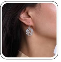 Cimenexe Böhmische Weltkarte Baumeln Ohrringe Silberne Karte Tropfen Ohrringe Hohle Karte Kreis Ohrringe Runden Geometrischen Ohrstecker Schmuck Für Frauen Und Mädchen Geschenke