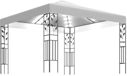 Homgoday Gartenpavillon mit LED-Lichtstreifen, 3 x 3 m, Weiß