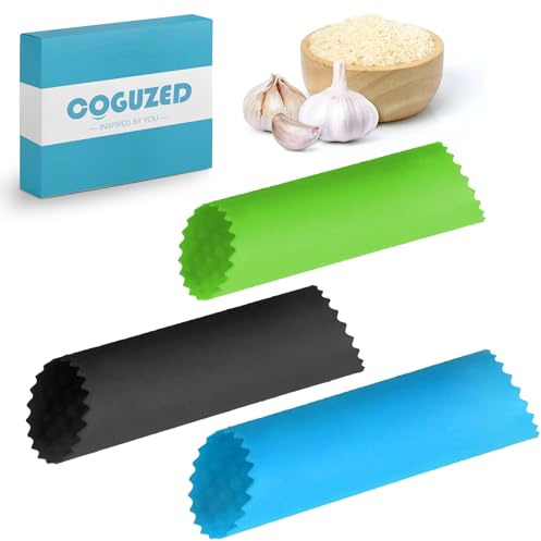 CoguZed 3 rodillos de silicona para pelar ajos, removedor de piel sin esfuerzo, rodillo de ajo, balancín de ajo, fácil de limpiar para cocina, diseño duradero de alta calidad