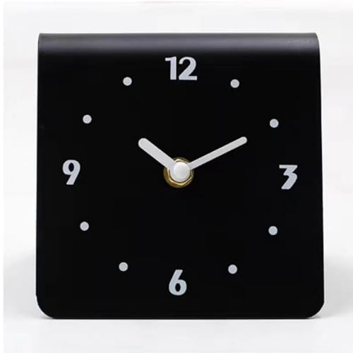 Moderne Tischuhr, Leises Uhrwerk Mini Analog Regal Tisch Kaminuhr für Schlafzimmer Nachttisch, Wohnzimmer Zuhause (Black)