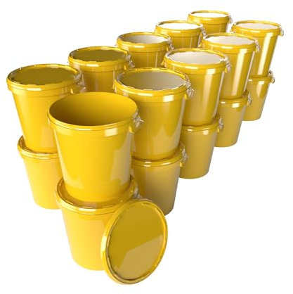 20 Eimer mit Deckel 30 Liter Made in Germany - lebensmittelecht, stabil, luftdicht - Vorratseimer für Aufbewahrung von Lebensmittel, Büromaterial, Kinderzimmer, Haushalt, Werkstatt, Gastronomie Gelb