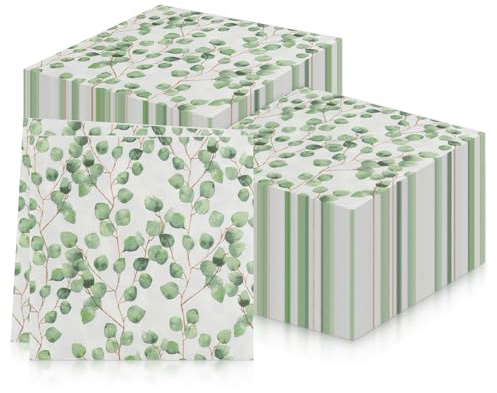 mciskin 20Pcs Eucalyptus Leaves Serviette Napkins, Soft Recycled Paper Napkins, 2-Ply, 13 x 13, Eucalyptus Disposable Paper Napkin for Birthday, Wedding, Christmas, Baby Showers
