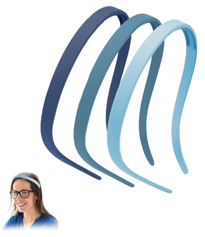 Auiremrti Lot De 3 Bandeaux Série Bleue En Zigzag Avec Pinces, Bandeaux Pour Porteurs De Lunettes, Fins Pour Femmes, Finition Mate, Antidérapant, Idéal Pour Lunettes Et Usage Quotidien