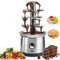 Fuente de Fiesta de 4 Niveles, Fuente de Fondue de Chocolate eléctrica de Acero Inoxidable de 170 W, Fuente de Chocolate, Capacidad de 2,6 Libras de Capacidad de Chocolate Caliente, para Navidad