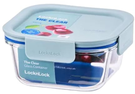 LocknLock The Clear 750ml Airtight Food Storage Glass Container & Lid, BPA Free, Airtight & Leakproof, Oven/Microwave/Freezer/Dishwasher Safe, Perfect For Re-Heating & Meal Prep – Square