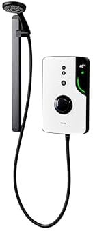 Triton Showers ENlight® | Back to Wall Kit | Thermostatic Electric Shower | 9.5 kW | Smart Shower | Digital Shower | with Black Showerhead & Anti Twist Hose | White | Electric Shower Unit