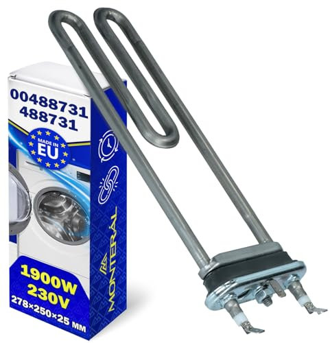 Résistance Lave Linge 1900W 230V avec Code Original 00488731 488731 pour Bosch pour Balay pour Constructa pour Siemens - MADE IN EU - Garantie de 10 Ans - MONTERAL
