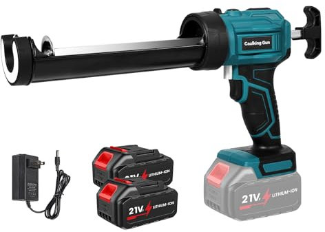 Pistolet Silicone Electrique pour Makita 18V, Pistolet à cartouche sans fil with 2x3.0AH piles, Pistolet Silicone avec lumière LED et 4 vitesses, pour cartouches de 300 ml, pour sceller(2 Piles)