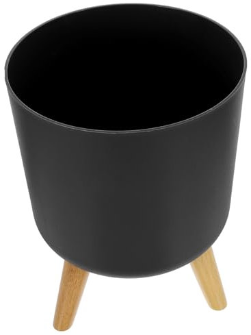 HIAKDOFT Macetero Moderno con Base De Madera y Patas Maceta Grande para Plantas De Interior y Exterior Soporte Estable para Flores para Decoración De Hogar y Jardín
