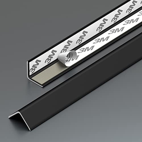 SUCHETA Black Wall Corner Protectors,Self Adhesive Aluminum Metal Wall Corner Protectors Living Room Bedroom Bathroom Door Decoration 90 D