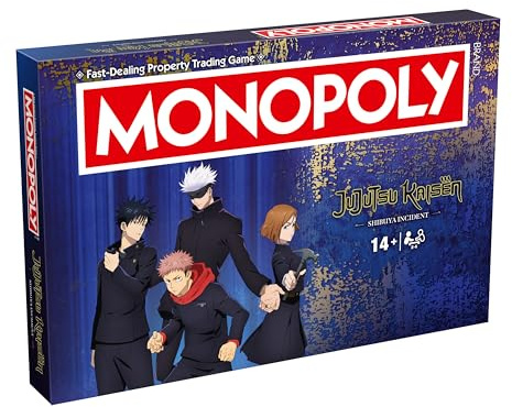 Winning Moves Jujutsu Kaisen Monopoly klassisches Brettspiel ist perfekt für 2-6 Spieler und ein tolles Geschenk für Fans ab 14 Jahren