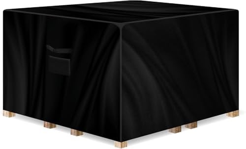 Gracious Gardens Square Garden Furniture Covers Waterproof 250x250x90cm, Oxford Fabric Outdoor Table, Patio & Rattan Garden Furniture Covers, PVC Lined, Air Vents and UV Safe