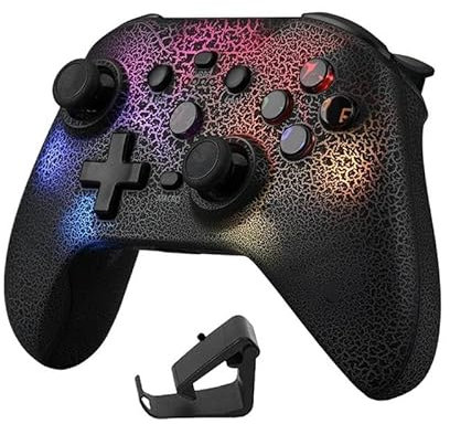 Ns21 Wireless Game Console+Stand For Sw&it&ch/Ps3/Ps4/Android/Ios 6-Axis Gyro Joystick Dual Motor Bluetooth Gamepad(Blackone)