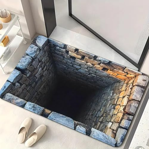 Fußmatte Mit Visueller Illusion,3D-Teppiche Optische Täuschung, Rutschfeste Fußmatten,Teppich,Der Wie Ein Loch Im Boden Aussieht, Für Eingangsbereich, Küche, Badezimmer, Eingangsbereich Wohnzimmer (G)