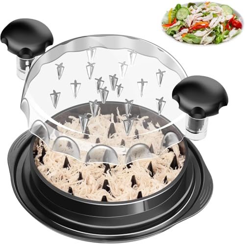 Chicken Shredder Tool Twister 9.6 Inch with Ergonomic Handle, BPA-Free Meat Shredder, Non-Slip Base & Transparent Lid, Manual Chicken Puller for Chicken, Pork, Beef & Meal Prep