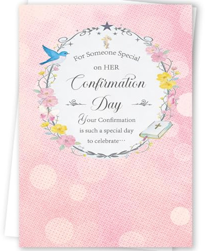 FANCYLUCKY Christian Confirmation Card for Teen Girls, Catholic Confirmation Day Card for Daughter Granddaughter Goddaughter