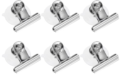 Saugnapfklemme mit Edelstahlclip, 6 Stück, Silber, Wiederverwendbar