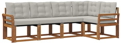 vidaXL Outdoor-Sofagarnitur 5 STK. Natürlich und Hellgrau
