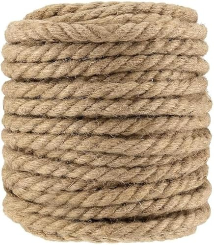 Corde De Chanvre,Corde De Jute épaisse Naturelle,Corde De Jute De 30 Mm Corde De Chanvre Torsadée De 10 M Torsadée pour L’Artisanat Tir à La Corde De Guerre Ficelle De Bagages, One Color, 30MM 5M